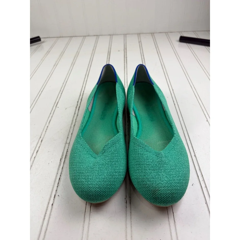 Rothys The Point Mojito Metallic Pointed Toe Knit Flats Women's Size 8.5